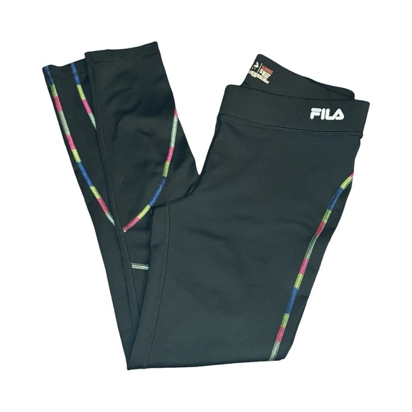 Fila  Running Womens Black Leggings with Colorful Accents  Size S - Picture 1 of 6